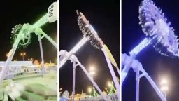 Въртележка в лунапарк се счупи в движение (видео)