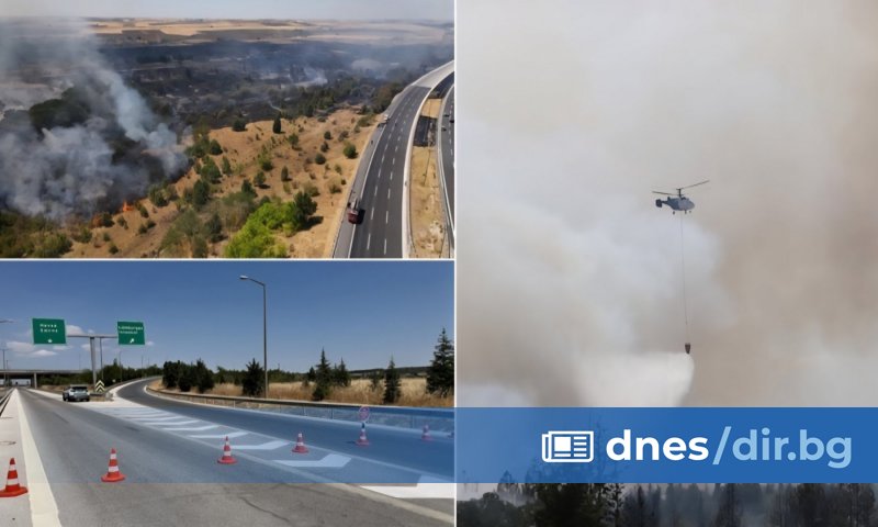 Пожар, бушуващ в горист район в турския окръг (Лозенград), е