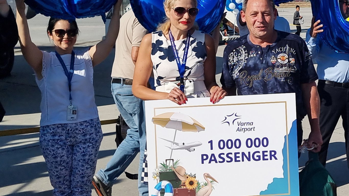 Едномилионният пътник за 2025 г. пристигна на летището във Варна с полет от Франкфурт