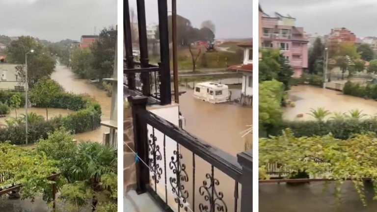 Курортът Лозенец е под вода (видео/снимки)