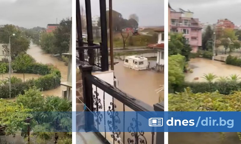 Улици в курорта Лозенец отново са под вода, показват кадри