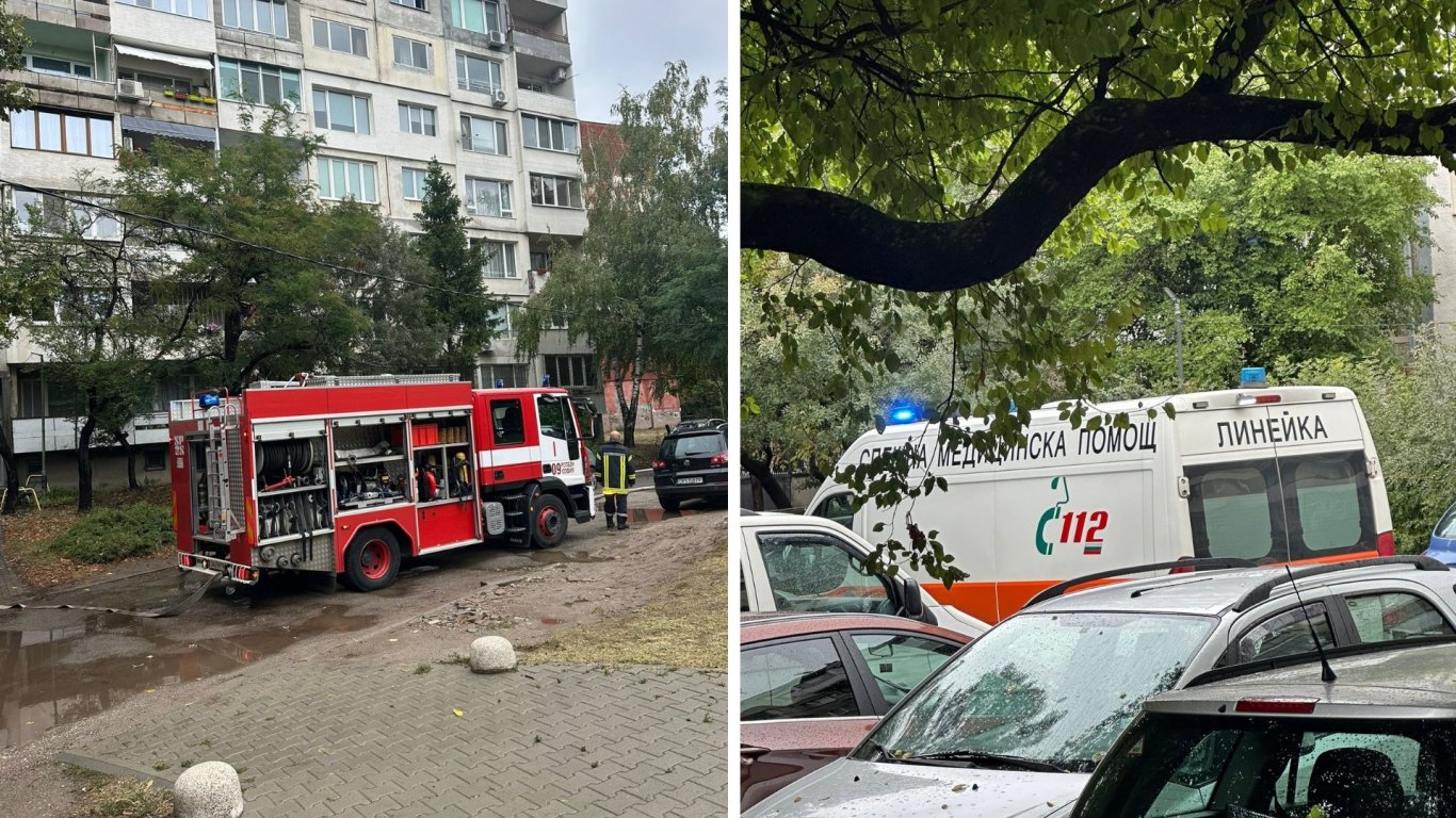 5-дневно бебе и възрастна жена са в болница след пожар в столичен блок