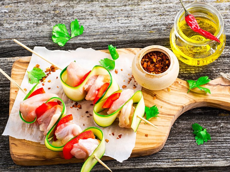 Шишчета с пилешко и тиквичка