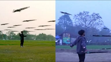 Китаец създаде рояк от "летящи мечове"