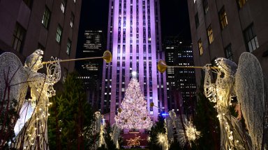 Запалиха светлините на елхата пред Рокфелер център (видео)