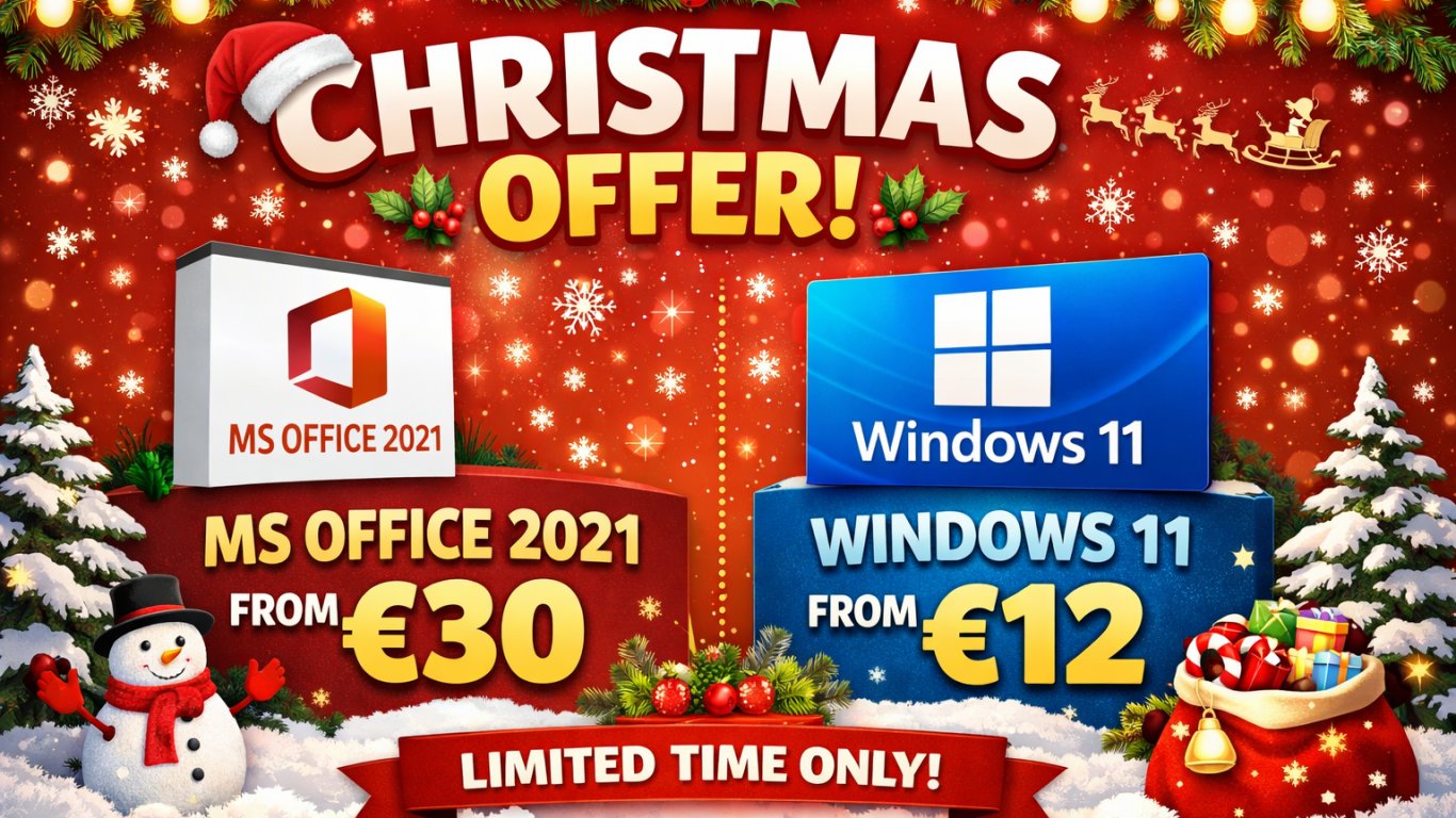 Коледна оферта: MS Office 2021 от 30 € и Windows 11 от 12 €