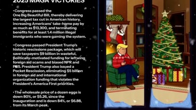 Коледен клип с анимационен Тръмп рекламира приходите от митата на САЩ