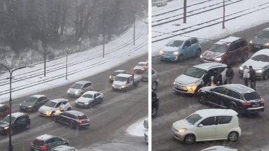 Шофьор извади бухалка след отказ да бъде пуснат  на бул. "Климент Охридски" в София (видео)