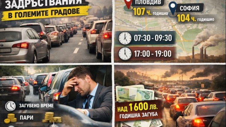 Губим над 100 часа в задръстване, повече от много европейци