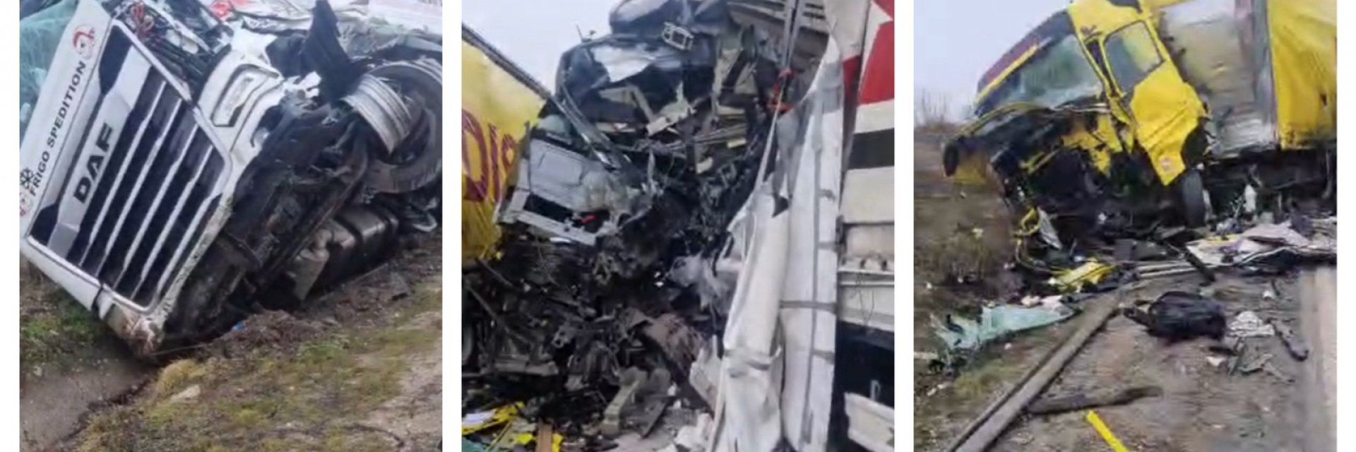 Турски тираджия загина при верижна катастрофа на три камиона край Видин (снимки)