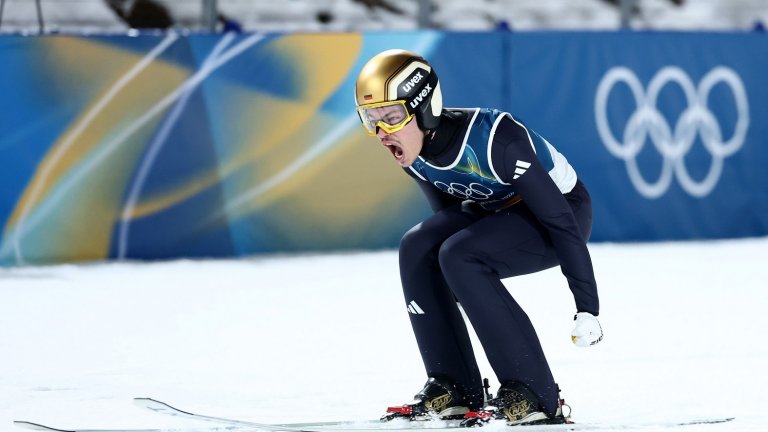 Германия се завърна на олимпийския връх в ски скока в драматично състезание