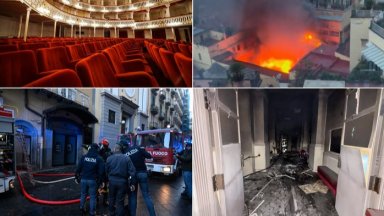 Огромен пожар унищожи историческия театър "Саназаро" в центъра на Неапол