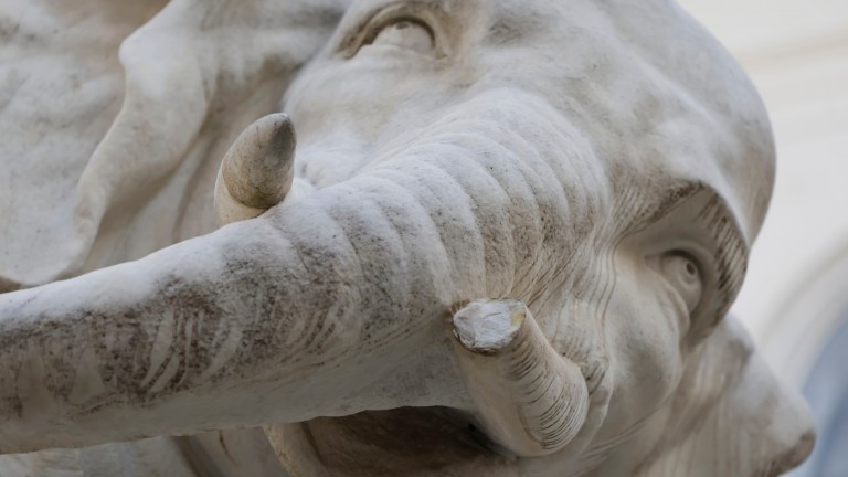 Една от бивните на статуя на Бернини в Рим е счупена по неизвестни засега причини