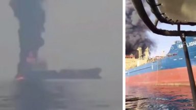 Петролен танкер бе поразен и потъва край бреговете на Оман (видео) 