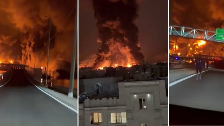 Огнени кълба и паника в Техеран: САЩ и Израел поразиха 5 петролни хранилища (видео)