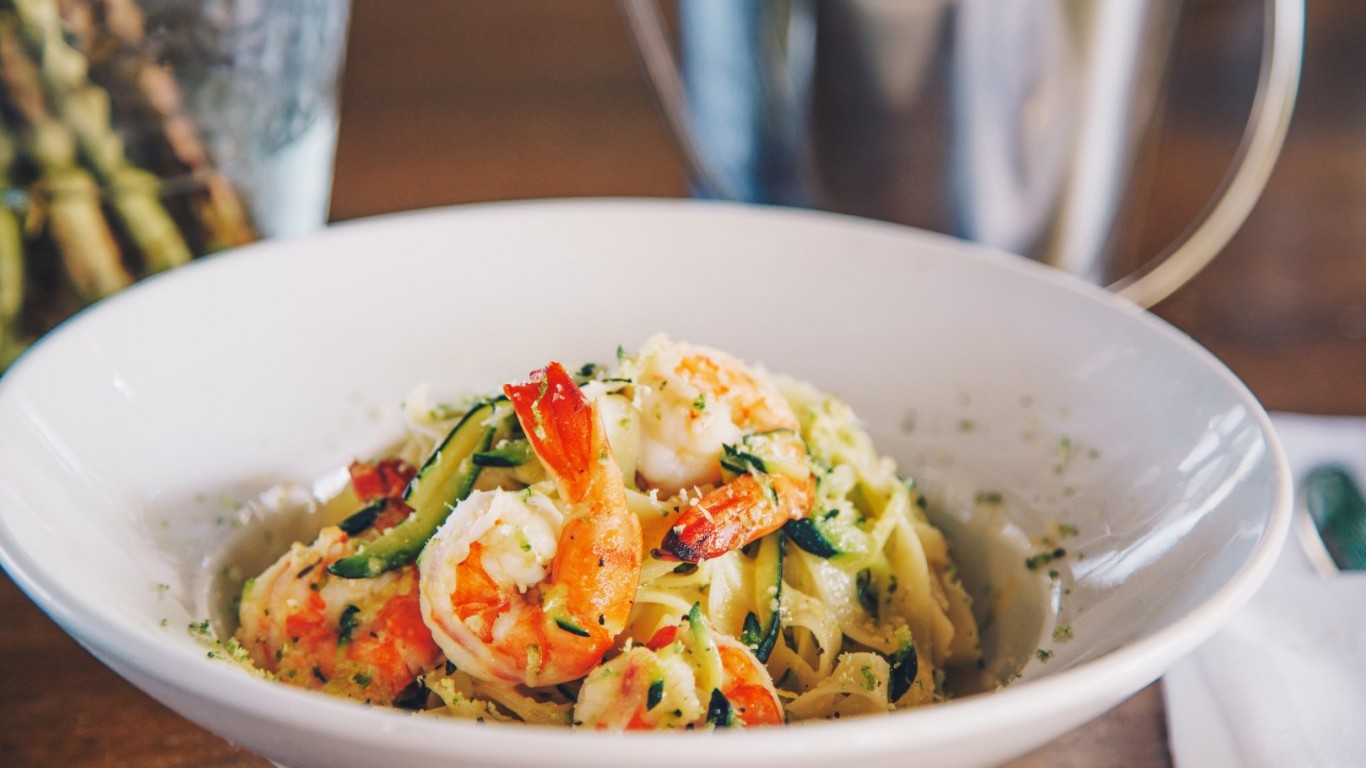 Талиатели с тиквички, скариди и лимон