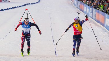 Фотофиниш реши предпоследния старт в биатлона и донесе нова победа на норвежец