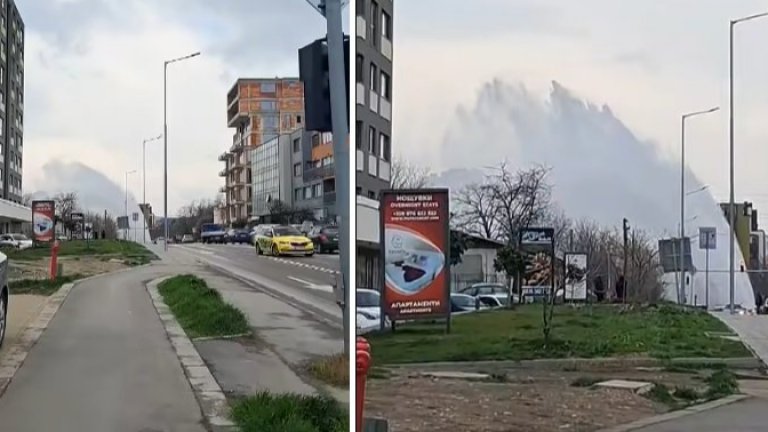 Огромен гейзер бликна заради авария във Варна (видео)