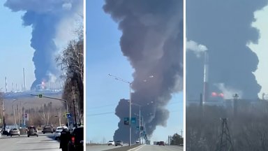 Огромен пожар в нефтохимически завод в Русия, има пострадали, затвориха и местното летище (видео)