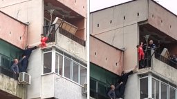 Зрелищна спасителна акция в Ямбол за висящо от тераса на 8-ия етаж 3-годишно дете (видео)