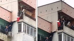 Зрелищна спасителна акция в Ямбол за висящо от тераса на 8-ия етаж 3-годишно дете (видео)