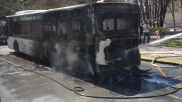 Автобус пламна в движение в Пловдив, шофьорът светкавично свалил пътниците (снимки/видео)
