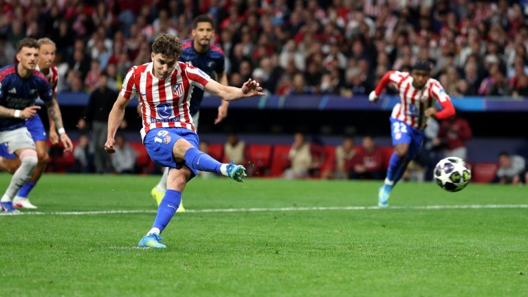 В Шампионската лига: Атлетико – Арсенал 1:1 (на живо), мощен натиск на домакините