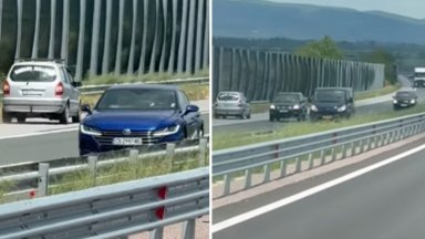 Кола с надпис "ковано желязо" кара с километри в насрещното на "Тракия" (видео)