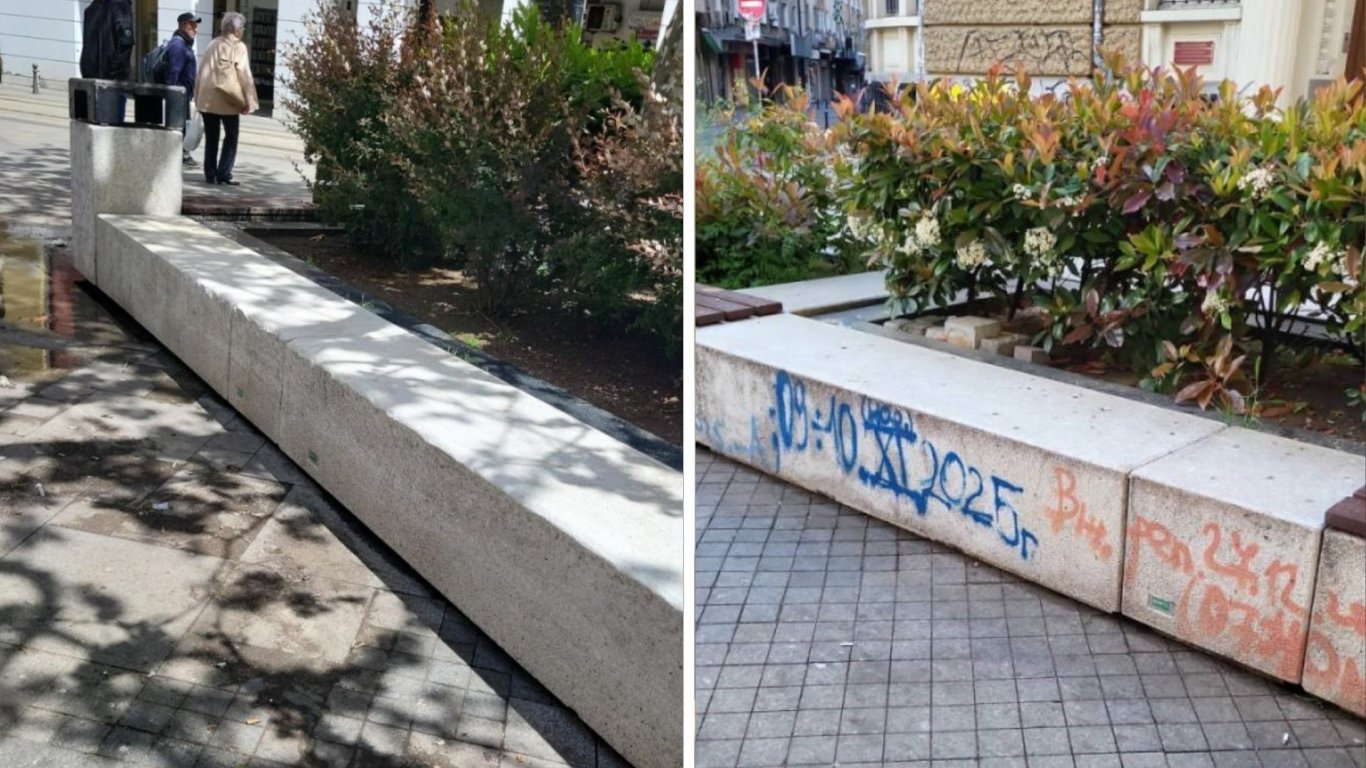 Акция по почистване на графити на пл. Гарибалди в София, установени са четирима нарушители