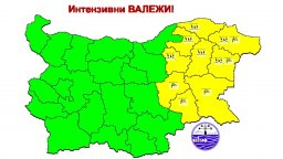 Жълт код за интензивни валежи и силен вятър в Източна България издаде НИМХ