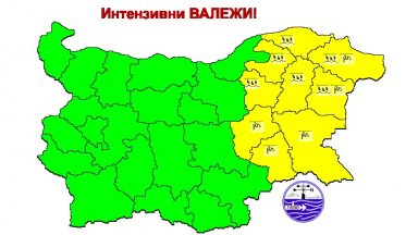Жълт код за интензивни валежи и силен вятър в Източна България издаде НИМХ