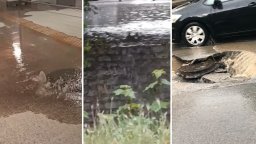 Гейзер в нова метростанция, водопад на Орлов мост, кратер в Слатина след бурята (видео)