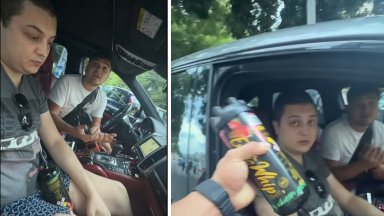 "Моля ви, моля ви, моля ви!": Заснеха пловдивчанин с условни присъди с райски газ зад волана (видео)