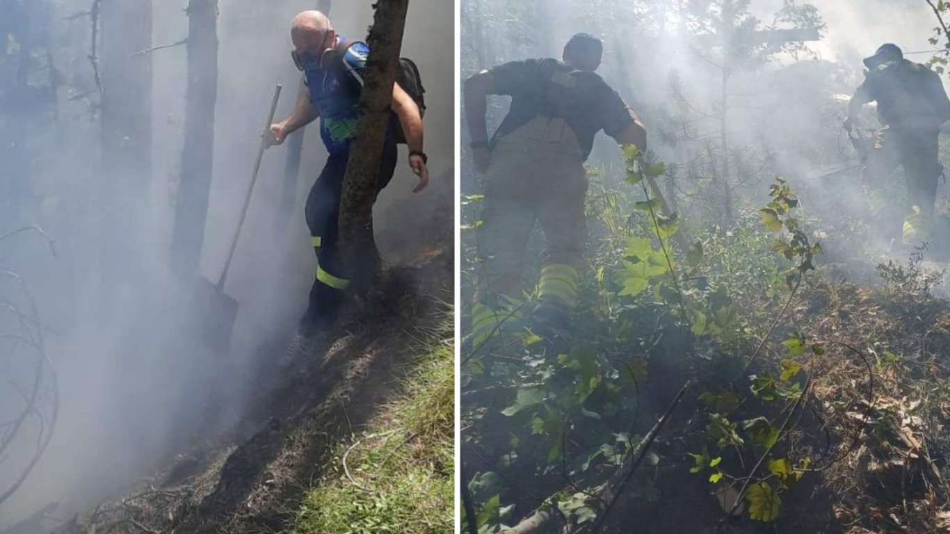 Горски пожар в Пирин планина след удар от мълния