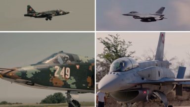 Български, гръцки и румънски F-16 летяха заедно на "Тракийска пепелянка" (видео)